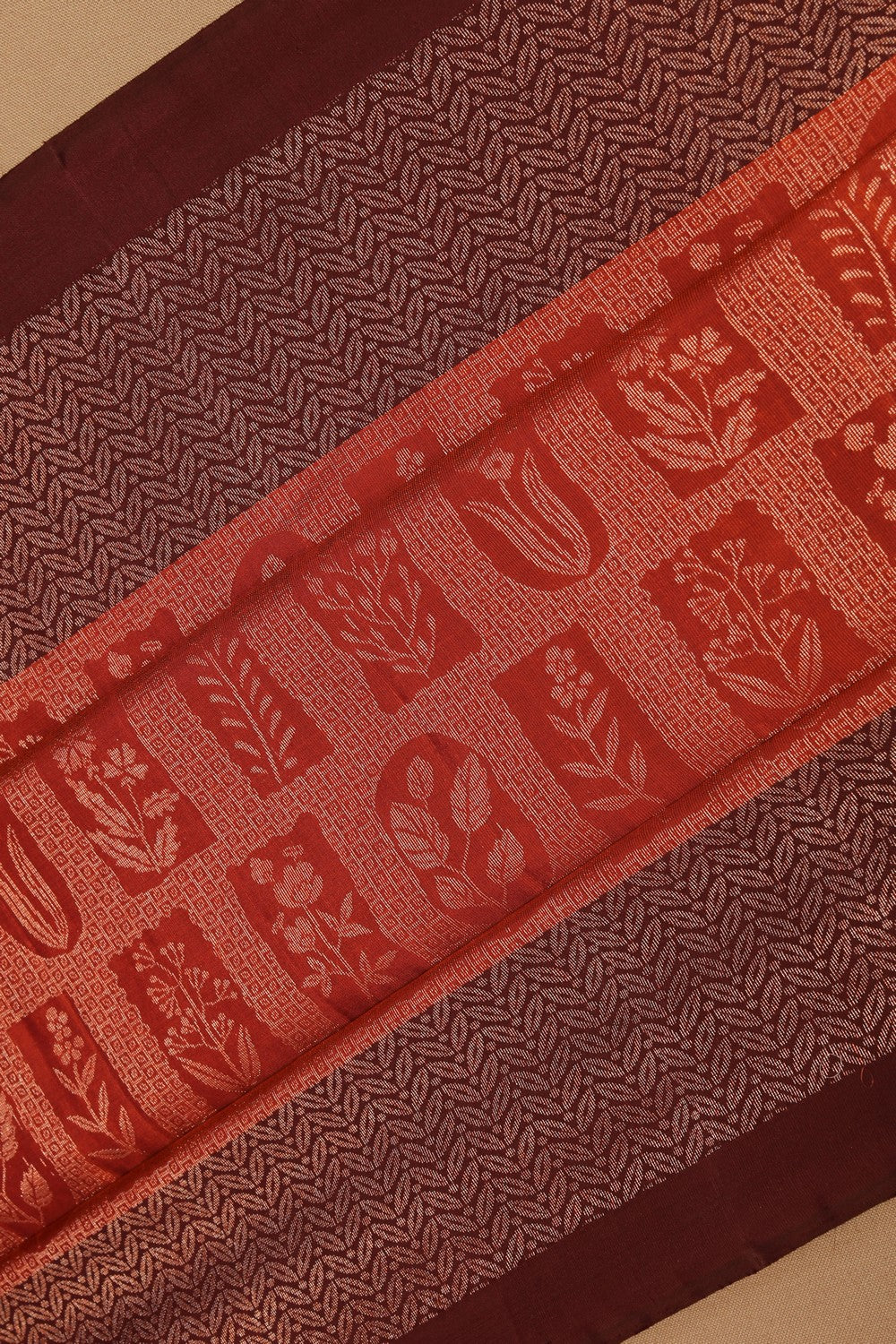 Image of South Silk Rust Orange Saree